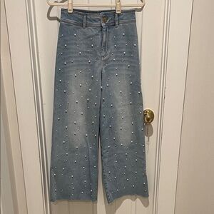 Antonio Melani Alexandra Pearl Wide Leg Crop Denim Jeans - Size 2